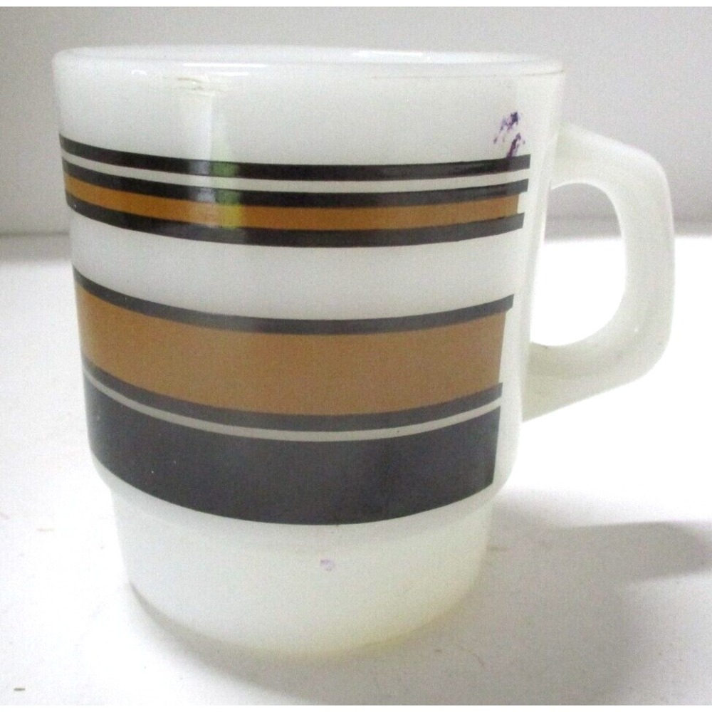 Vintage Fire King Brown Stripe Coffee Mug